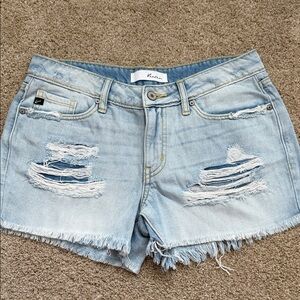 KanCan Light Blue Distressed Frayed Hem Jean Shorts